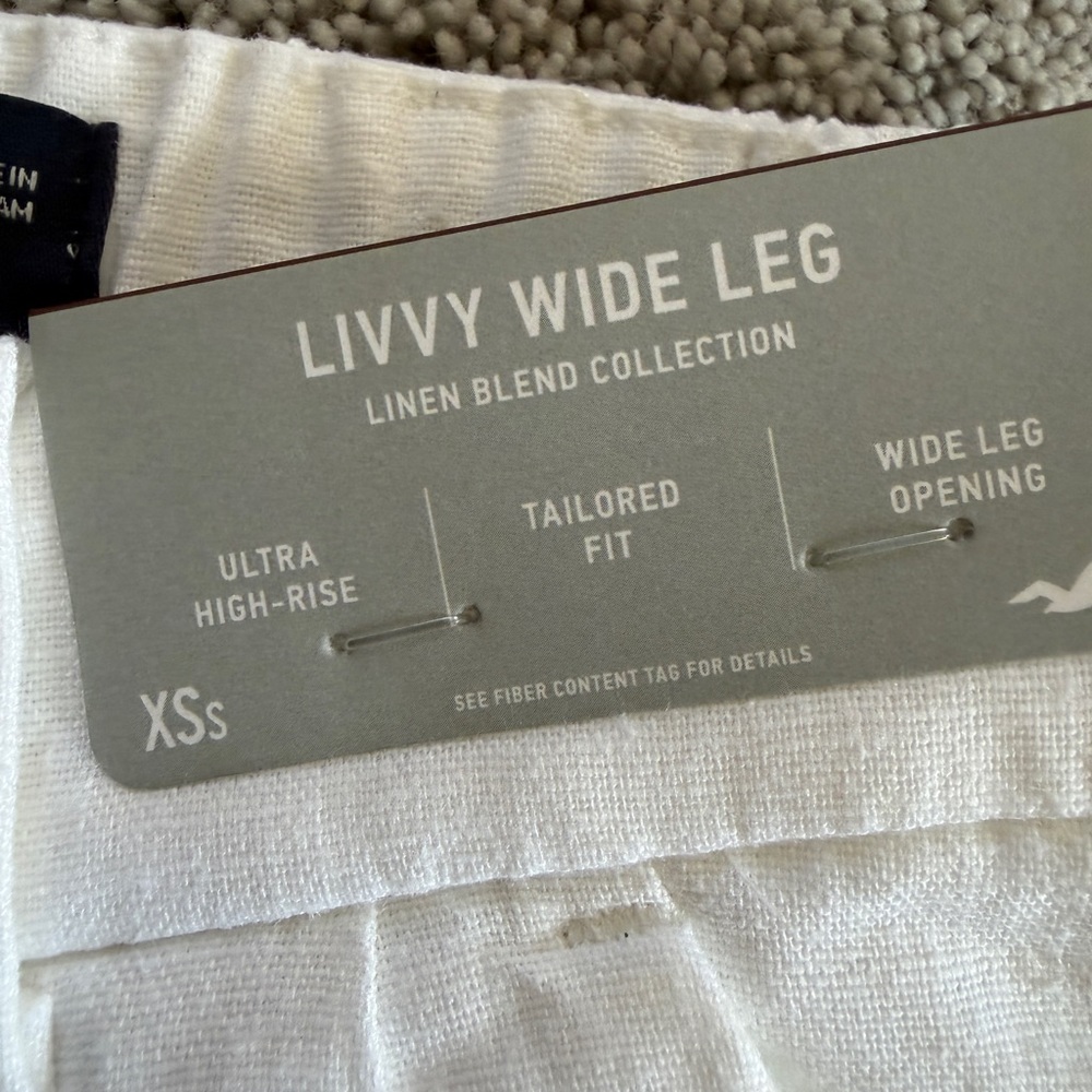 Hollister Livvy White Wide Leg High Rise Pants size XS Short NWT - Picture 7 of 8